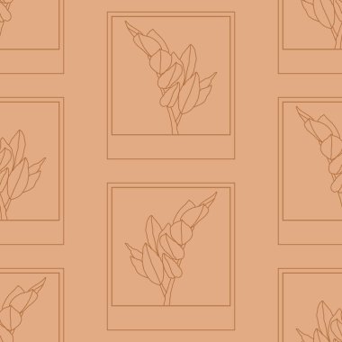 Çizgi sanatı kompozisyonu ile son moda minimalist kusursuz botanik desen