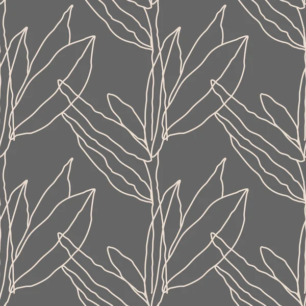 Motif botanique minimaliste tendance sans couture avec composition d'art linéaire — Image vectorielle