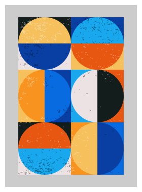 Minimum geometrik tasarım posteri, ilkel şekilli vektör şablonu