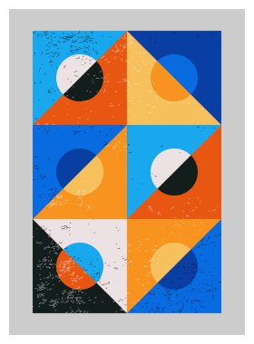 Minimum geometrik tasarım posteri, ilkel şekilli vektör şablonu