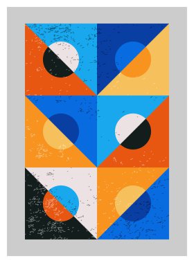Minimum geometrik tasarım posteri, ilkel şekilli vektör şablonu