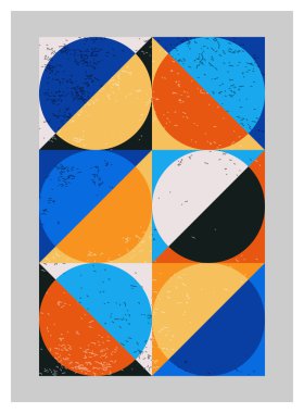 Minimum geometrik tasarım posteri, ilkel şekilli vektör şablonu