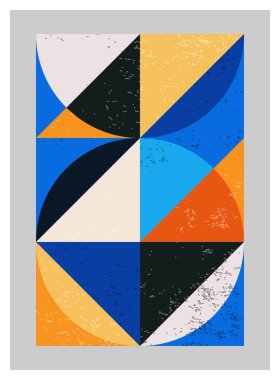 Minimum geometrik tasarım posteri, ilkel şekilli vektör şablonu