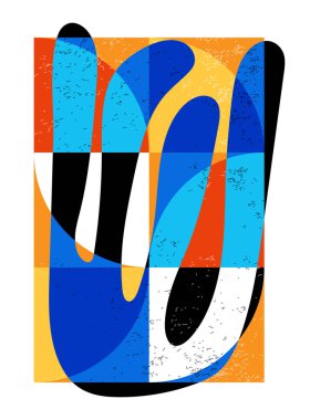 Minimum geometrik tasarım posteri, ilkel şekilli vektör şablonu