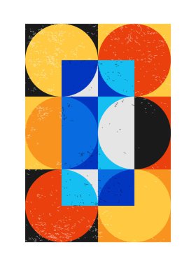 Minimum geometrik tasarım posteri, ilkel şekilli vektör şablonu