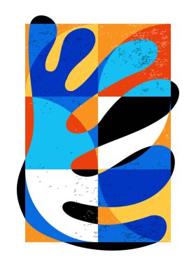 Minimum geometrik tasarım posteri, ilkel şekilli vektör şablonu