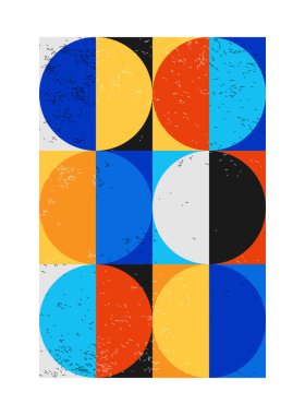Minimum geometrik tasarım posteri, ilkel şekilli vektör şablonu