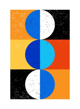 Minimum geometrik tasarım posteri, ilkel şekilli vektör şablonu