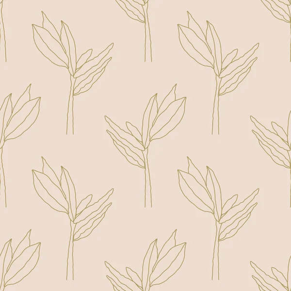 ラインアート組成とトレンディなミニマリストシームレスな植物パターン — ストックベクタ