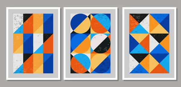Conjunto de carteles de diseño geométrico mínimo, plantilla vectorial con formas primitivas — Archivo Imágenes Vectoriales