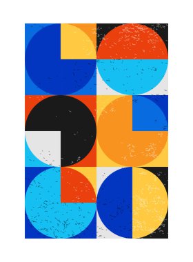 Minimum geometrik tasarım posteri, ilkel şekilli vektör şablonu