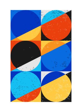 Minimum geometrik tasarım posteri, ilkel şekilli vektör şablonu