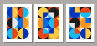 Minimum geometrik tasarım posterleri seti, ilkel şekilli vektör şablonu