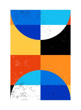 Minimum geometrik tasarım posteri, ilkel şekilli vektör şablonu