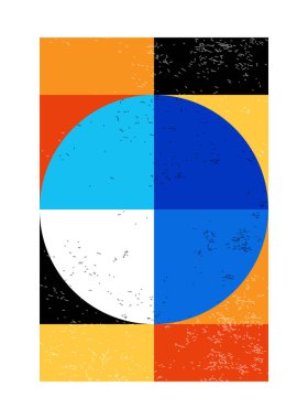 Minimum geometrik tasarım posteri, ilkel şekilli vektör şablonu