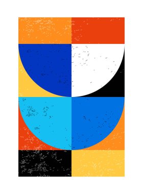 Minimum geometrik tasarım posteri, ilkel şekilli vektör şablonu
