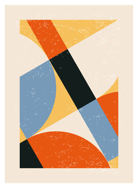 Minimal 20s geometric design poster, vector template with primitive shapes