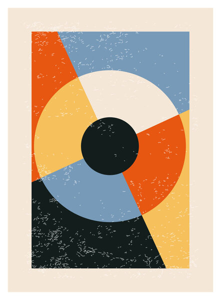 Minimal 20s geometric design poster, vector template with primitive shapes