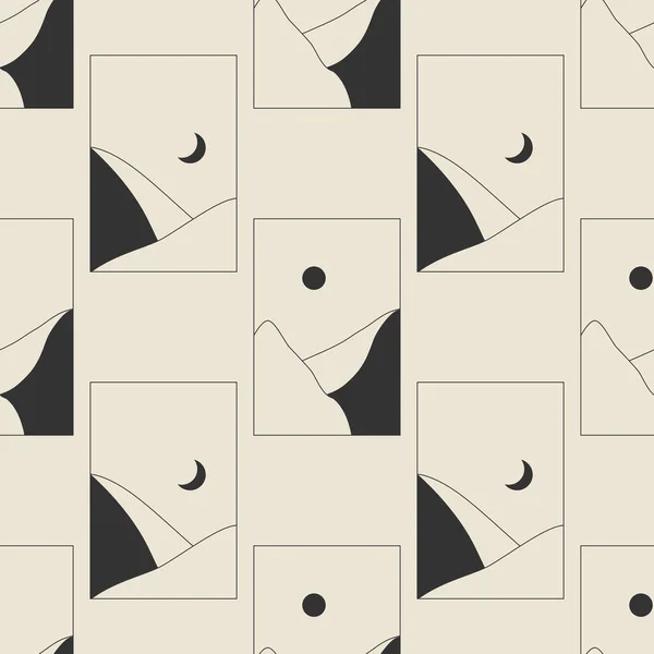 流行のミニマリストの風景抽象的な現代的なデザインのシームレスパターン — ストックベクタ