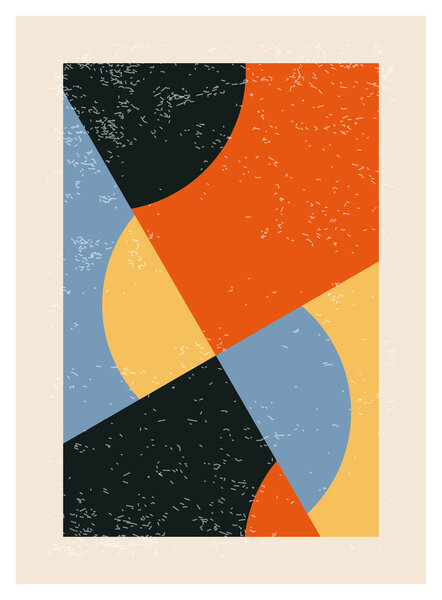 Minimal 20s geometric design poster, vector template with primitive shapes