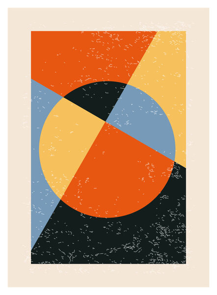 Minimal 20s geometric design poster, vector template with primitive shapes