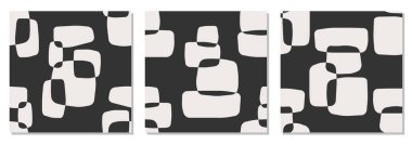 Bir dizi minimalist kusursuz desenler, soyut yaratıcı el çizimi kompozisyonu