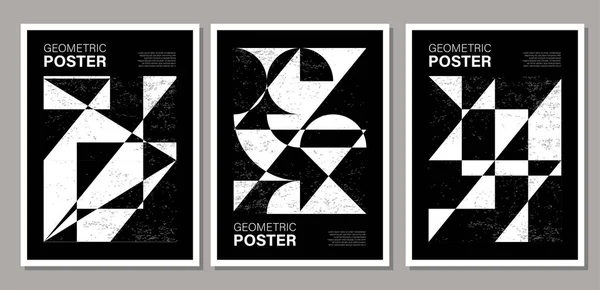 Conjunto de póster de diseño geométrico mínimo, plantilla vectorial con formas primitivas — Archivo Imágenes Vectoriales