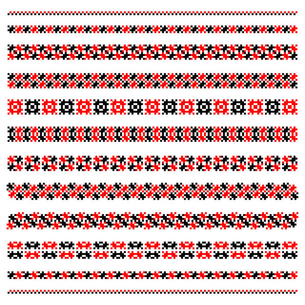 Traditional Ukrainian knitted embroidery art, ethnic border ornament vyshyvanka