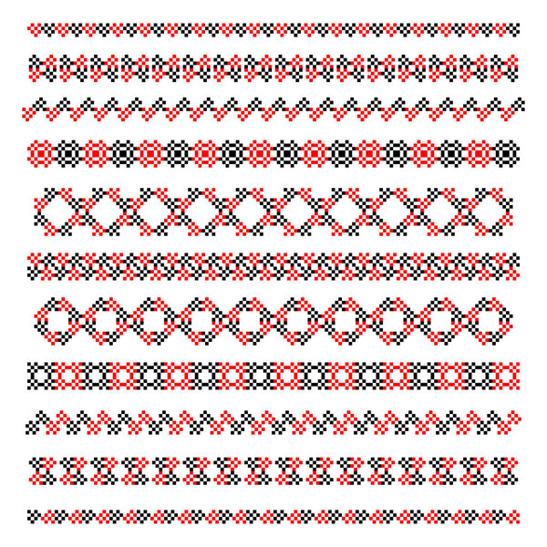 Traditional Ukrainian folk knitted embroidery art, ethnic border ornament vyshyvanka, vector illustration