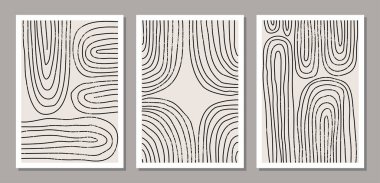 Soyut yaratıcı asgari sanatsal el çizimleri, duvar dekorasyonu için ideal kompozisyonlar, kartpostal veya broşür tasarımı, vektör çizimi