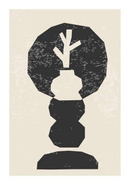 Modern kesim kağıt kolajı tarzında soyut organik şekillere sahip asgari ortaçağ duvar sanatı posteri el ilanı, kart, broşür vb olarak kullanılabilir.