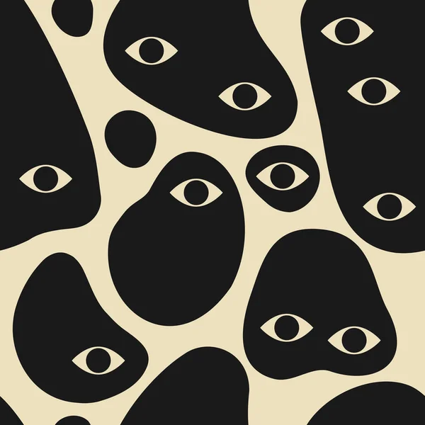 Απρόσκοπτη Μοτίβο Παράξενα Σουρεαλιστικά Πλάσματα Μάτια Διανυσματικό Πρότυπο Πρωτόγονα Σχήματα — Διανυσματικό Αρχείο