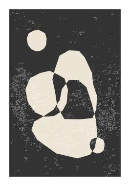 Modern kesim kağıt kolajı tarzında soyut organik şekillere sahip asgari ortaçağ duvar sanatı posteri el ilanı, kart, broşür vb olarak kullanılabilir.