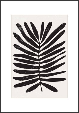 Modern kolaj tarzında soyut yaprak bileşimine sahip minimalist poster, duvar sanatı dekorasyonu, kartpostal, kapak tasarımı için kullanılabilir