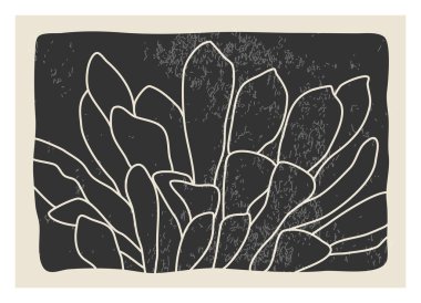 Çizgi sanat çiçekli modaya uygun minimalist botanik vektör çizimi, sanat galerisi için ideal, modern duvar sanat posteri, minimal iç tasarım