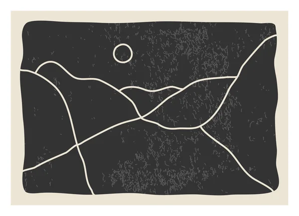 Модний Мінімалістичний Ландшафтний Абстрактний Сучасний Колаж Гори Захід Сонця Шпалери — стоковий вектор