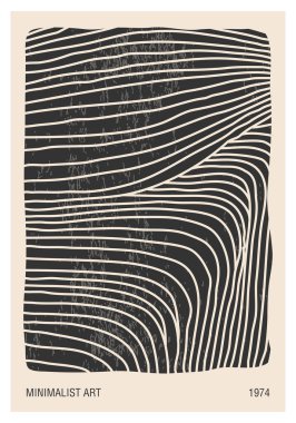 Minimal 20 'ler geometrik tasarım posteri, ilkel çizgi sanatı ile vektör şablonu, modern hipster tarzı