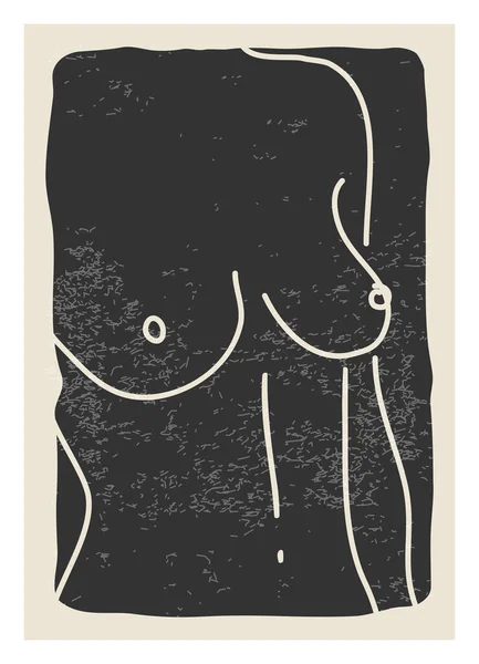 Woman Naked Body Line Art Contemporary Abstract Minimalist Design Poster — 스톡 벡터