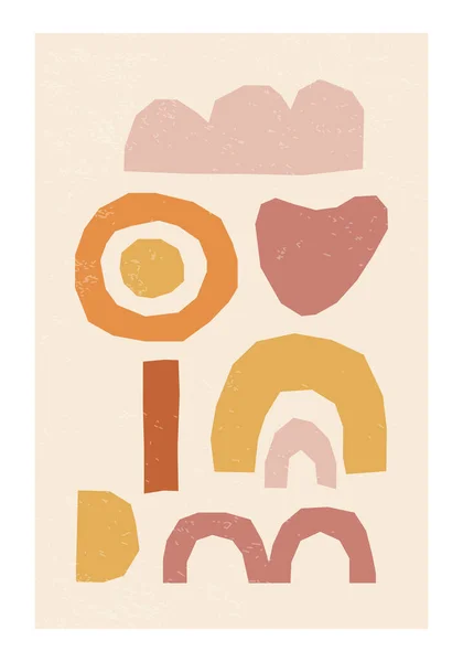 Minimal Mid Century Wall Art Poster Abstract Organic Shapes Composition — Διανυσματικό Αρχείο