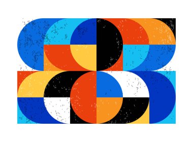 Minimum geometrik tasarım posteri, ilkel şekilli vektör şablonu, modern hipster tarzı.