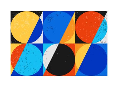 Minimum geometrik tasarım posteri, ilkel şekilli vektör şablonu, modern hipster tarzı.