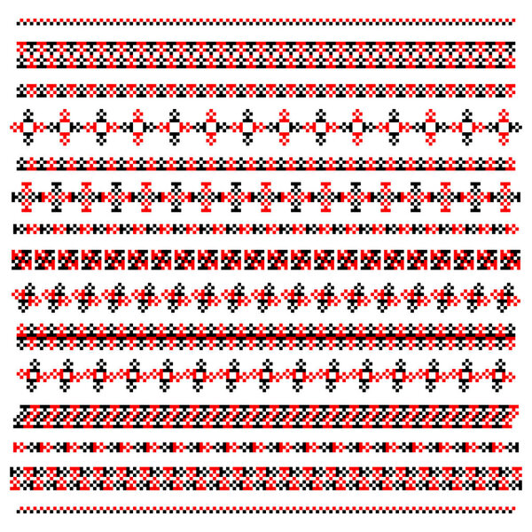 Traditional Ukrainian folk knitted embroidery art, ethnic border ornament vyshyvanka, vector illustration