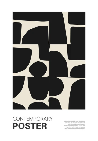 Minimal Mid Century Wall Art Poster Abstract Shapes Composition Trendy — Vettoriale Stock