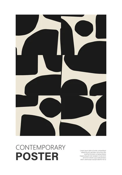 Minimal Mid Century Wall Art Poster Abstract Shapes Composition Trendy — Stockvektor