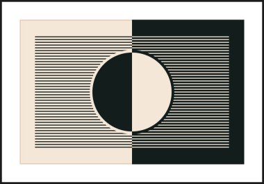 Sanat galerisi, duvar süslemesi, iç tasarım, vektör illüstrasyonu için ideal modaya uygun minimalist sanatsal siyah beyaz kompozisyon
