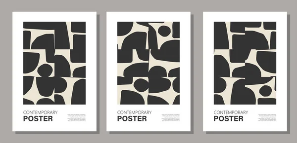 Minimal Set Mid Century Wall Art Posters Abstract Shapes Composition — Διανυσματικό Αρχείο
