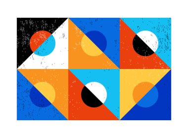 Minimum geometrik tasarım posteri, ilkel şekilli vektör şablonu, modern hipster tarzı.