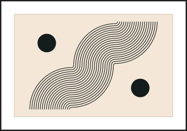 Minimum 20 'ler geometrik duvar tasarım posteri, ilkel şekilli vektör şablonu, modern hipster tarzı.