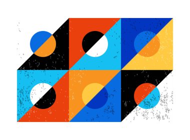 Minimum geometrik tasarım posteri, ilkel şekilli vektör şablonu, modern hipster tarzı.