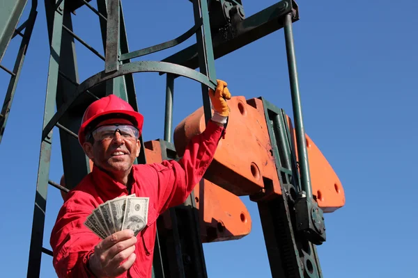 Lachende olie werker — Stockfoto